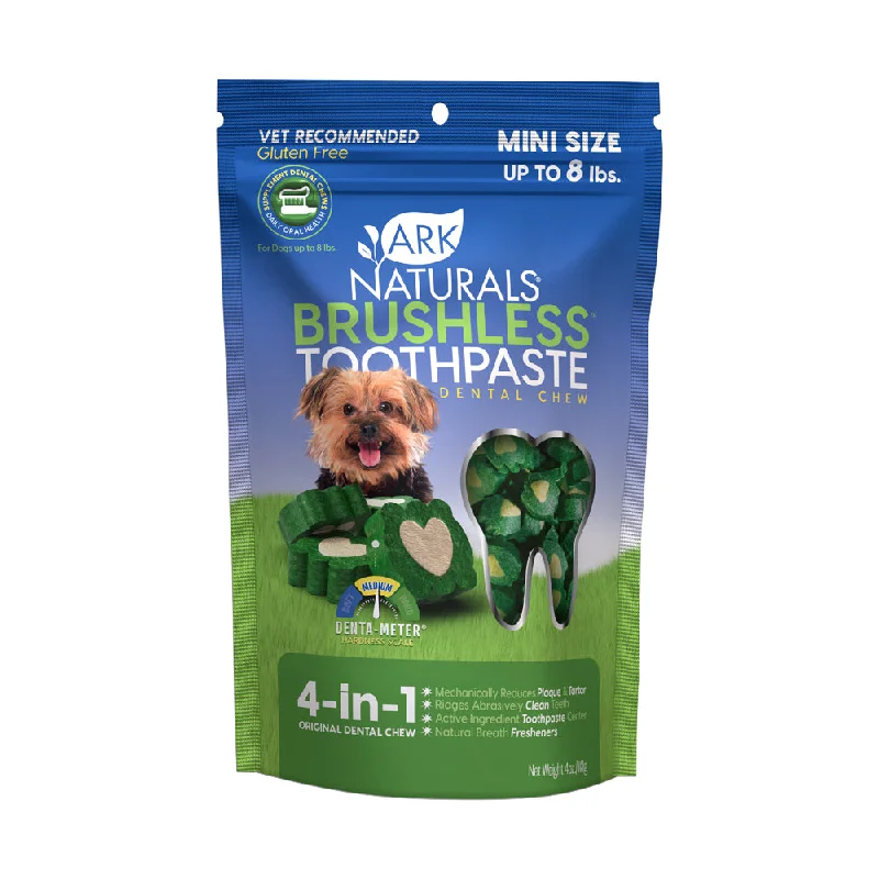 Ark Natural Brushless-  Teeth Cleaning Dog Treats Toothpaste for dogs up to 8 LBS : Mini 4oz.