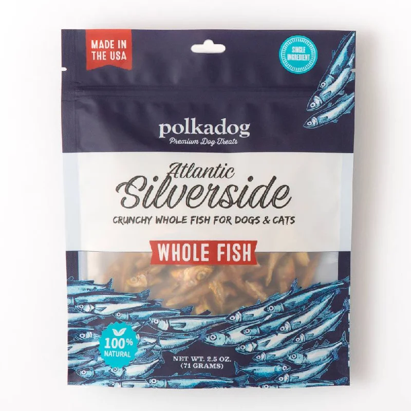 Polka Dog Whole Silverside Fish Cat Treat or Dog Treat- 2.5 oz