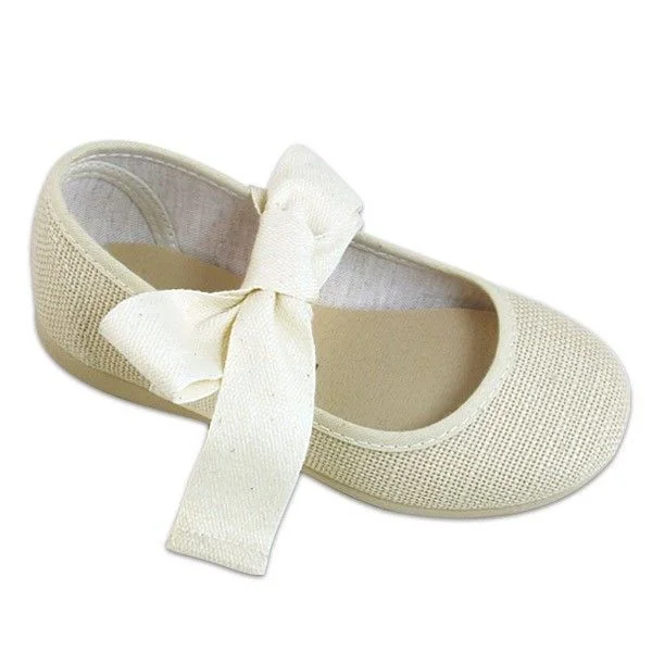 MERCEDITA BOW LINEN SHOES