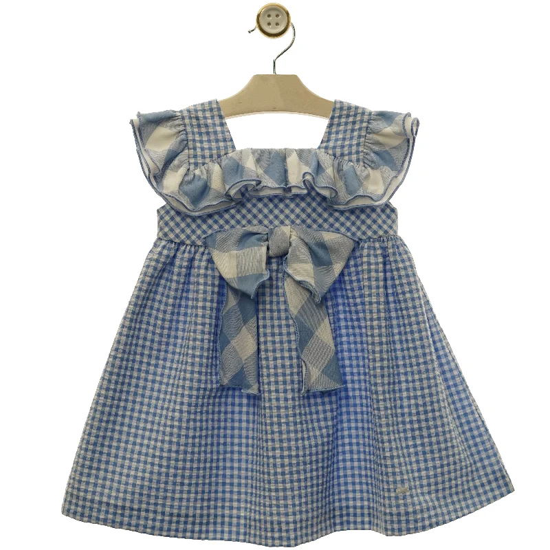 GIRL VICHY AND RUFFLE PLAID DRESS