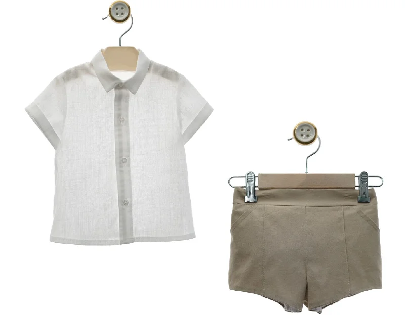 BOYS WHITE SHIRT WITH SHORT PANTS SET