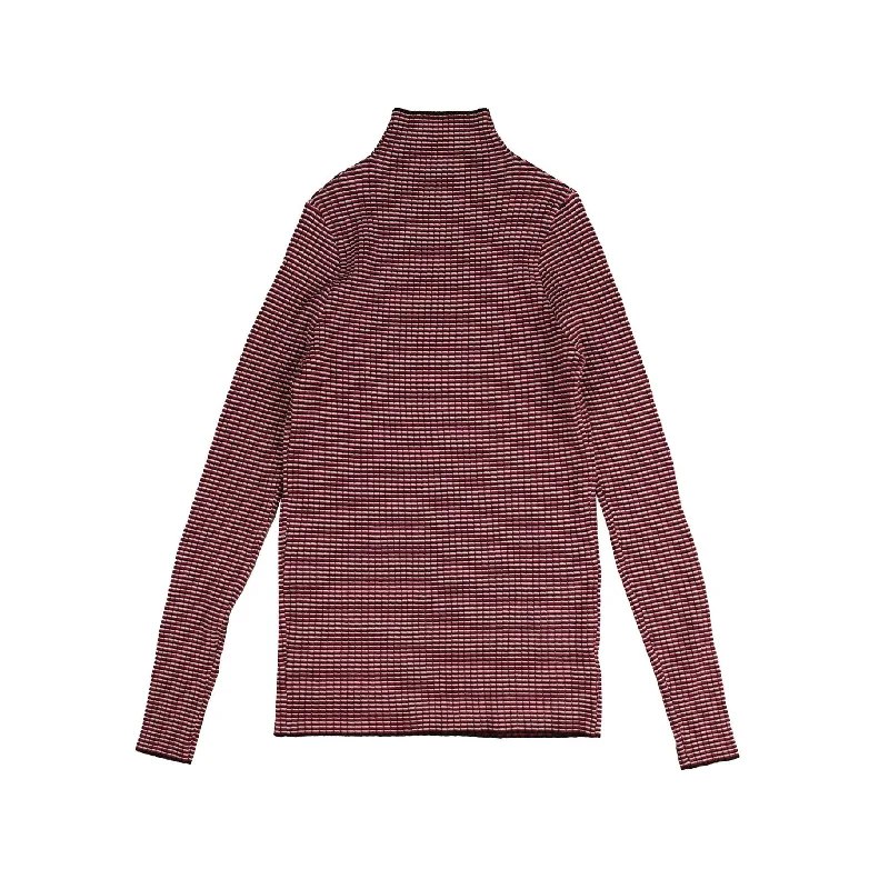 HEV Raspberry Striped Ribbed Turtleneck