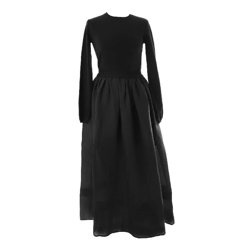 HEV Black Knit Waist Tie Dress