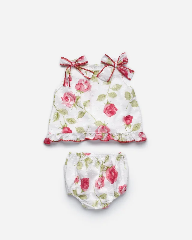 BABY GIRLS RED ROSES PRINT SET