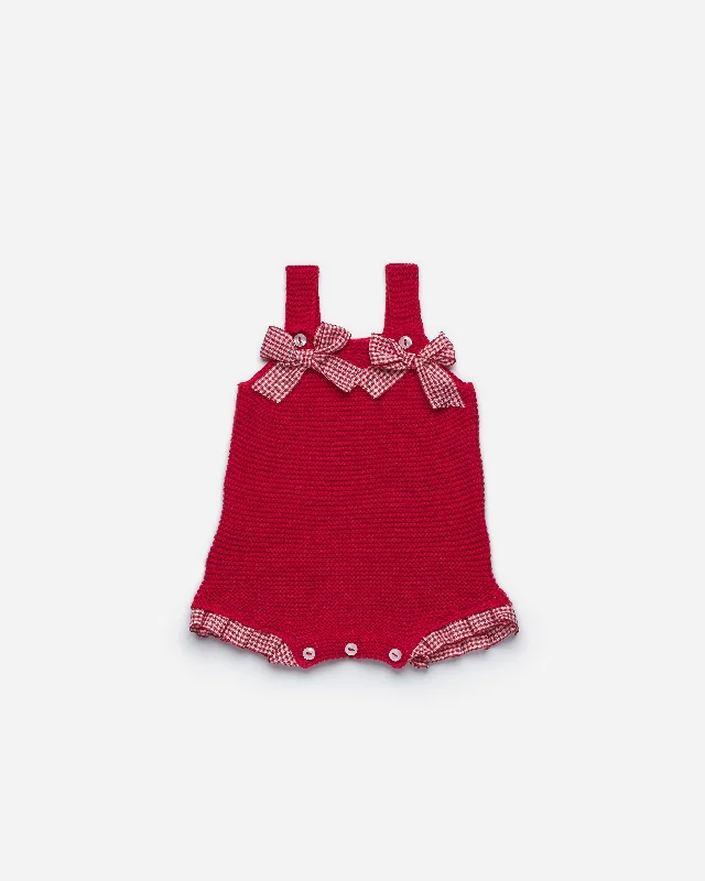 GIRLS VICHY RUFFLE AND BOWS V22 ROMPER