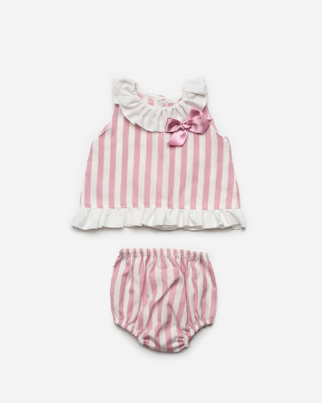 Girls stripes and  ruffle 2p set