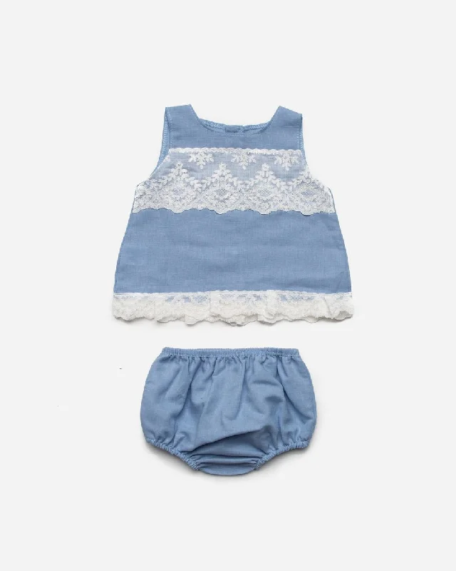 Girls ruffle and lace  blouse set