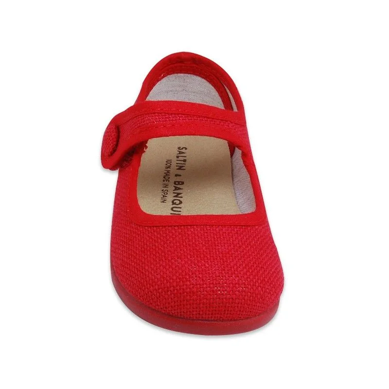 Mercedita velcro button linen shoes