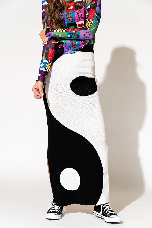 Opposites Attract Yin Yang Knit Maxi Skirt