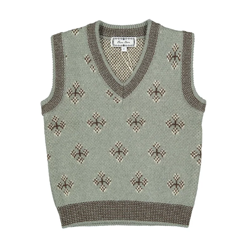 BeneBene Greyish Mint Bud Knit Vest