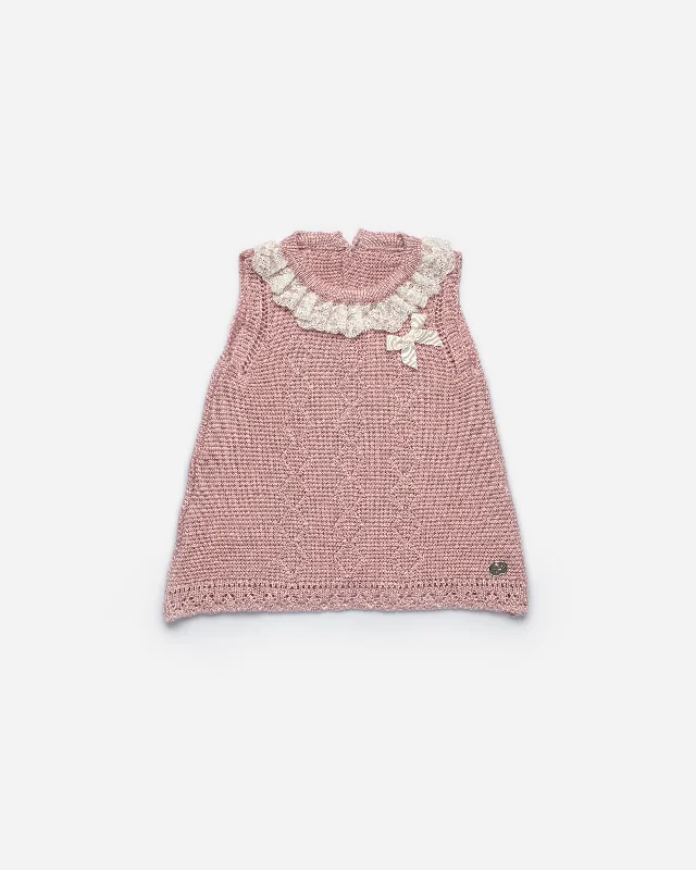 GIRLS LACE COLLAR AND RHOMBUS DRESS