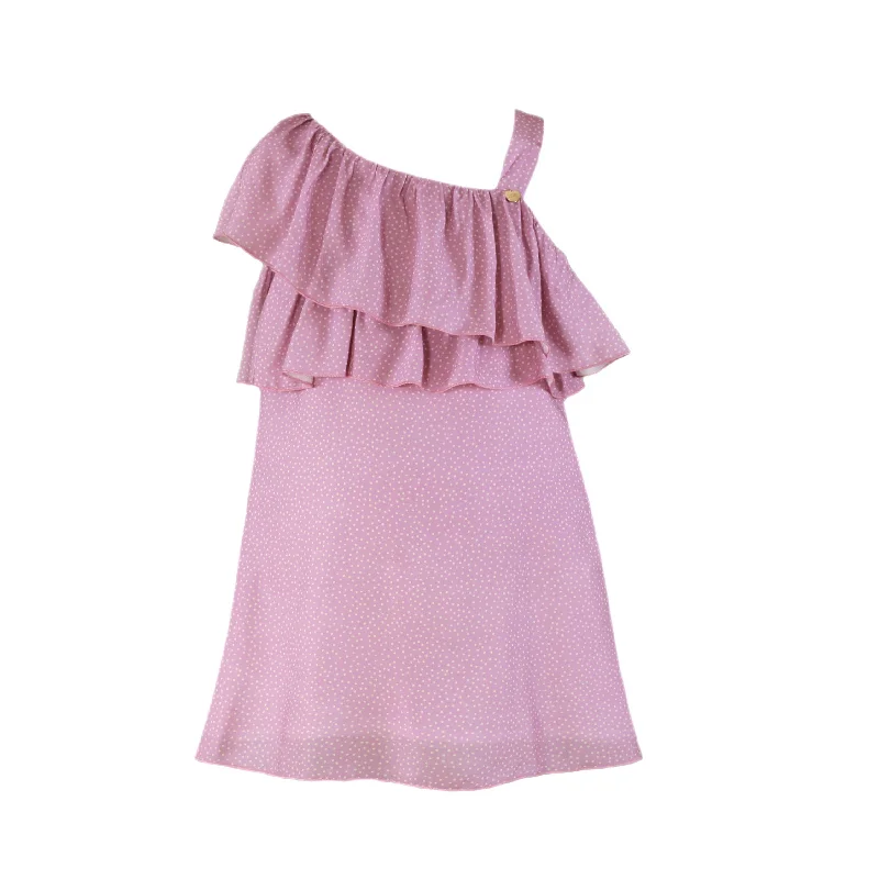 GIRL ONE SHOULDER LAYERED RUFFLE DRESS