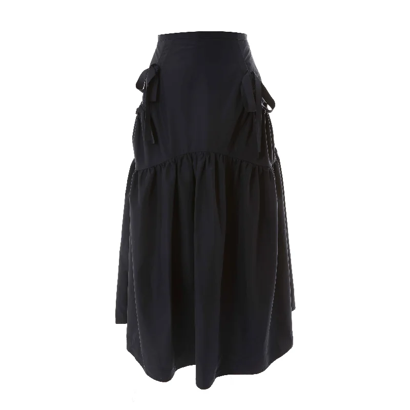 HEV Navy Taffeta Bow Detail Skirt