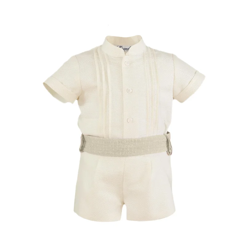 BOY SHORT SLEEVE MAO COLLAR SHIRT AND SHORT PANTS