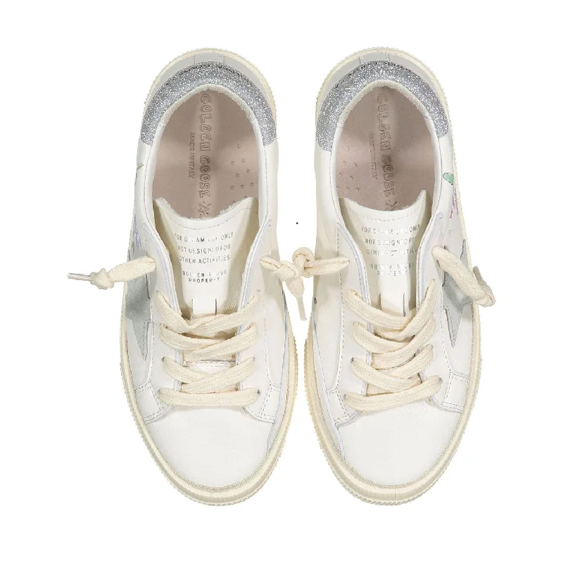 Golden Goose White/Silver May Nappa  Sneaker