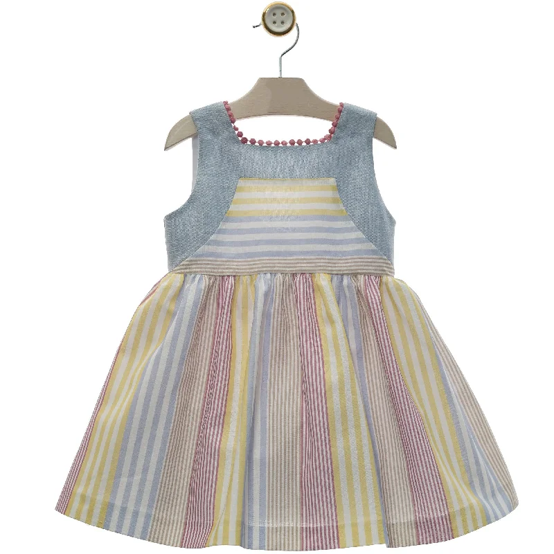 GIRLS MULTICOLORED STRIPES DRESS