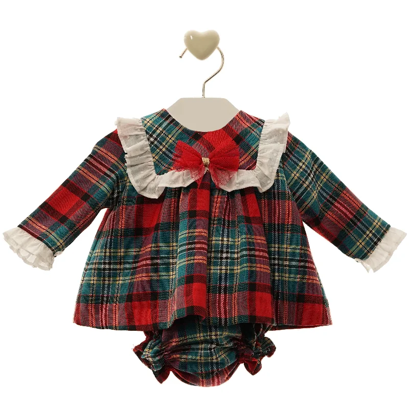 BABY GIRL PLAID LONG SLEEVE SHORT DRESS WITH BLOOMER VALENTINO SET