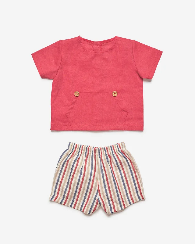 BOY STRIPES RED SHORT SET