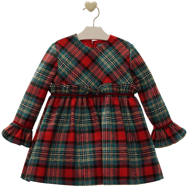 GIRL PLAID LONG SLEEVE DRESS VALENTINO