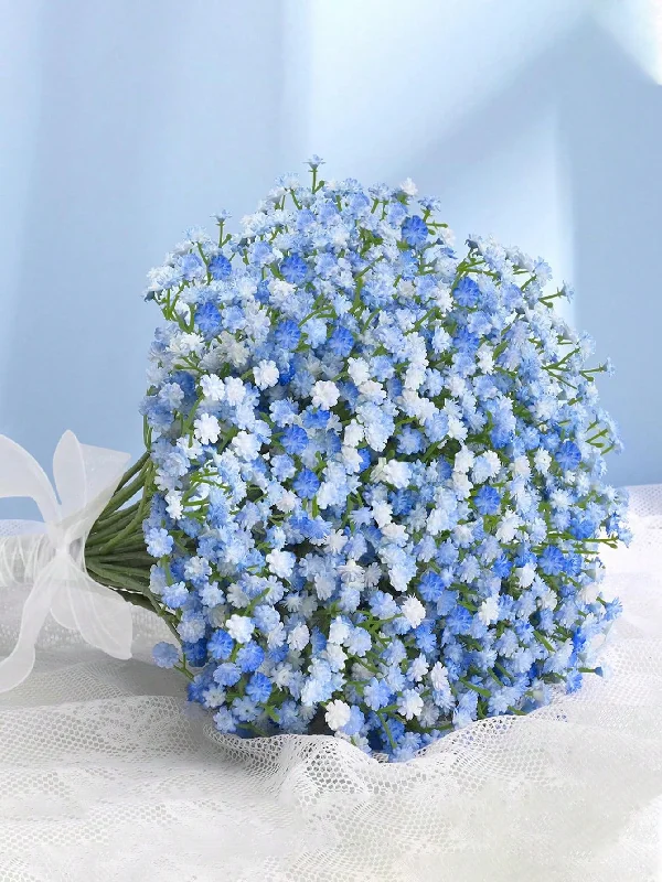 1pc/4pcs/8pcs/12pcs - Baby's Breath Artificial Flowers, White Long Stem Baby's Breath Flowers Artificial Bulk, Real Touch Fake Baby's Breath Light Blue Gypsophila Wedding Bridal Bouquet Party Arrangement Home Decor