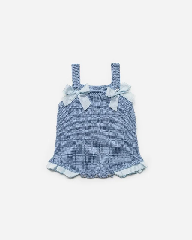 Girls vichy ruffles and bows romper