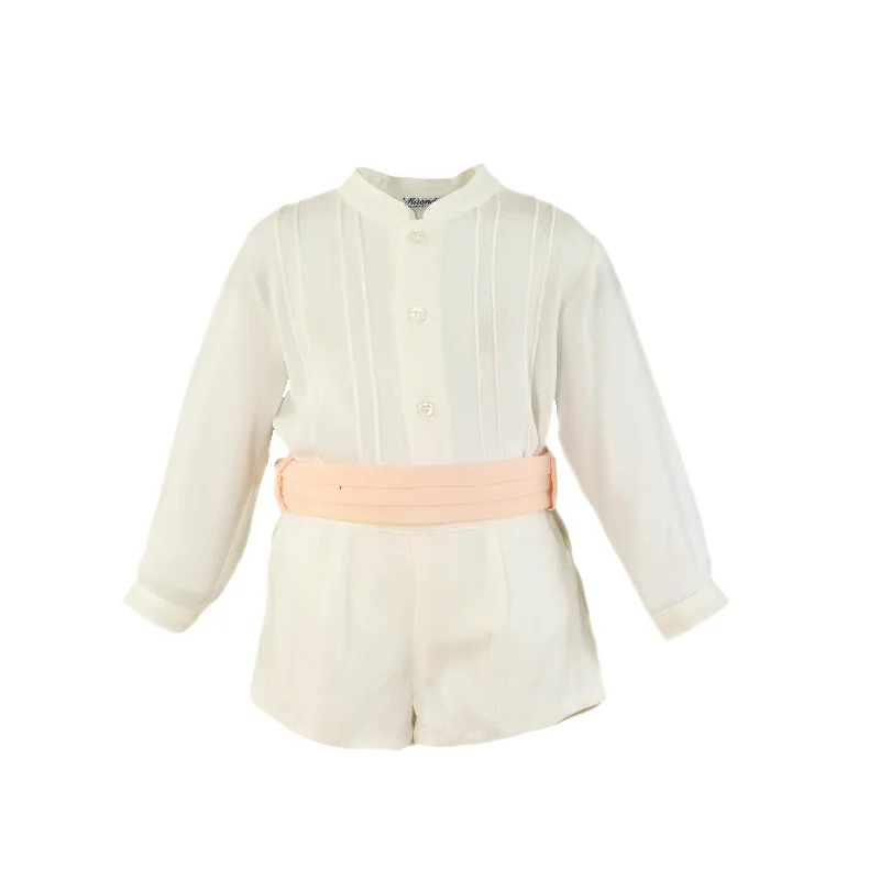 BOY LONG SLEEVE SHIRT AND SHORT PANTS WITH SASH