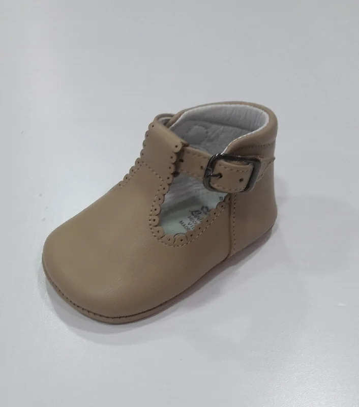 BABY BOYS T BAR PRAM BEIGE SHOES