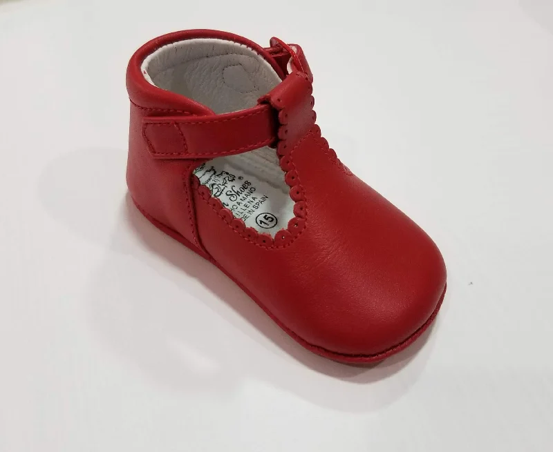 BABY BOYS T BAR PRAM RED SHOES