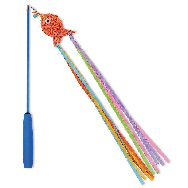 Kazoo Streamer Fish Play and Catch Wand Cat Toy