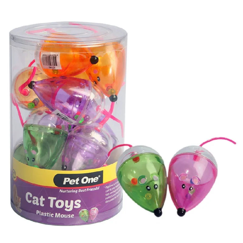 Pet One Plastic Cat Toy Mouse Mixed Colour