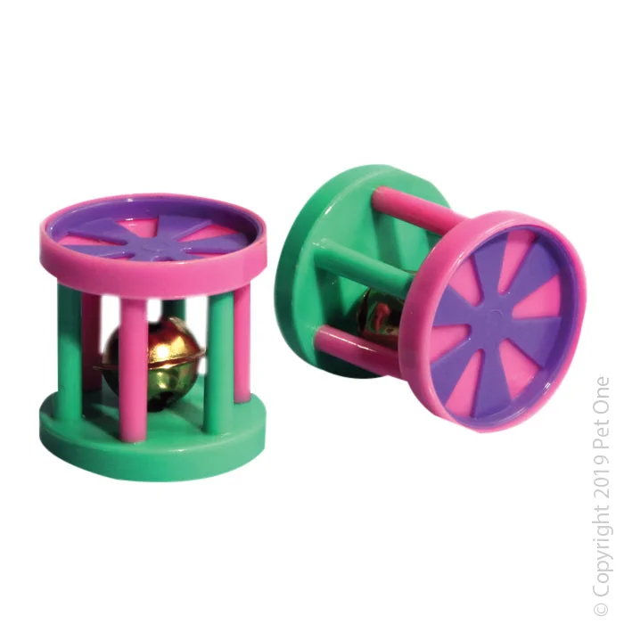 Pet One Plastic Cat Toy Roller Cat Toy with Bell Mixed Colour