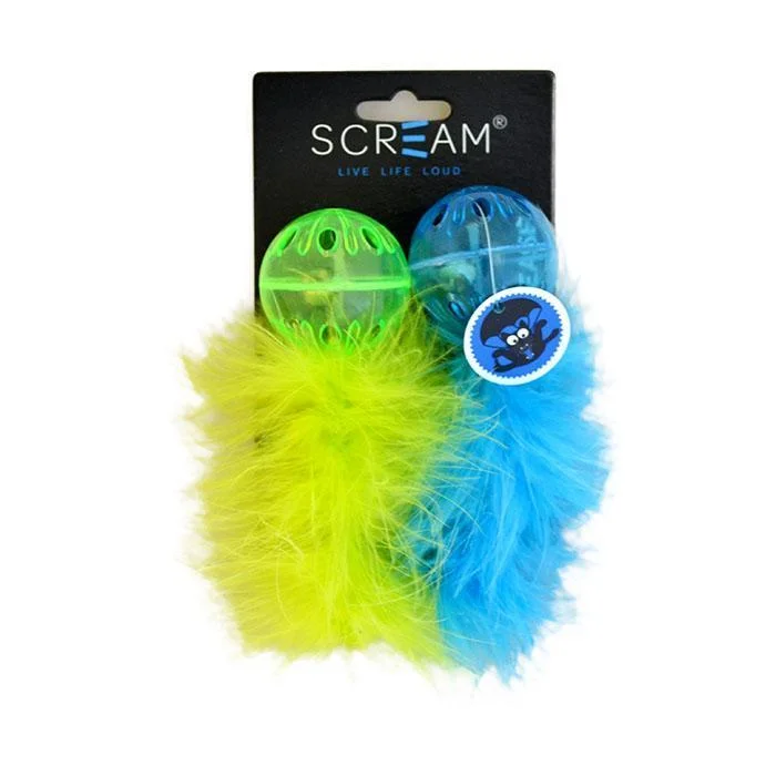 Scream Lattice Ball Green and Blue Cat Toy